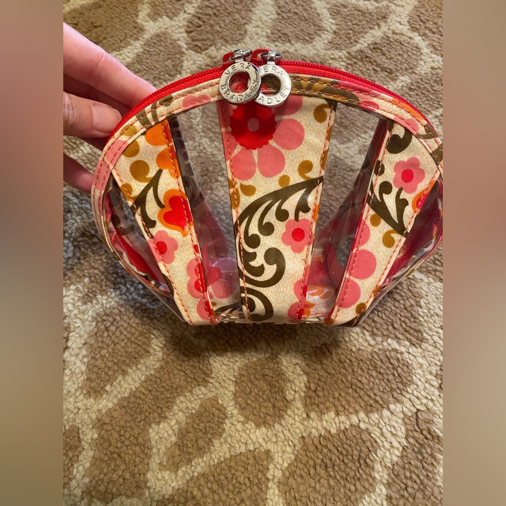 Vera Bradley Red and Pink Floral Cosmetic Case